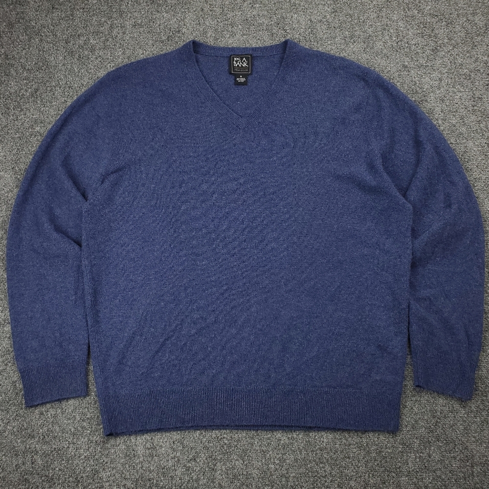 Jos A Bank Traveler 100% Cashmere Sweater Mens XL V Neck Lightweight Soft Wool